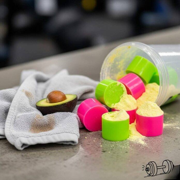 Chaotic Vegan Protein Spill: A Cautiously Optimistic Gym Life Snapshot