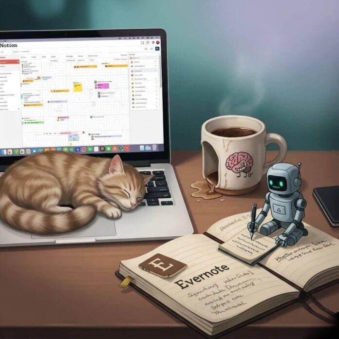 Messy Desk Productivity: Cat, Coffee, & AI Messy Desk Productivity: Cat, Coffee, & AI