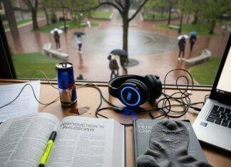 Best Noise-Cancelling Headphones for Studying & Focus in 2025 Messy Dorm Study Desk Photo