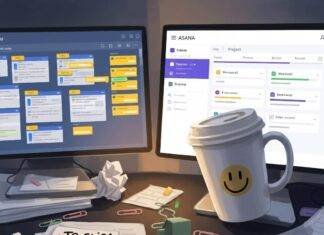 Trello vs Asana: Which Project Management Tool Fits You? Cluttered Desk Organization: Trello vs. Asana