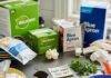 HelloFresh vs Blue Apron: Which Meal Kit Reigns Supreme? Chaotic Brooklyn Kitchen Counter with HelloFresh and Blue Apron Meal Kits