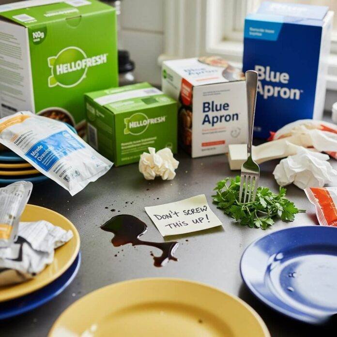 Chaotic Brooklyn Kitchen Counter with HelloFresh and Blue Apron Meal Kits