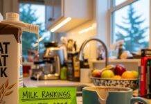 Best Non-Dairy Milk Alternatives Ranked for Taste & Nutrition Cluttered Seattle Kitchen Counter: Oat Milk Drips, Funny Cow Sticky Note, Chipped Mug
