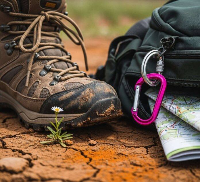 Hiking Mishaps: Scuffed Boot, Dropped Map & Pink Carabiner