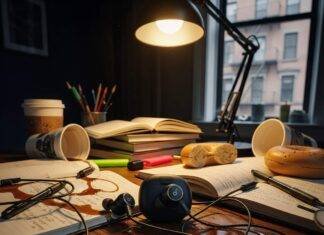 Best Noise-Canceling Earbuds Under $200: Your 2025 Buyer’s Guide Chaotic Brooklyn Desk with Noise-Cancelling Earbuds