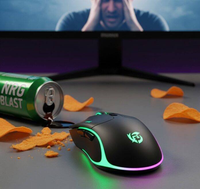RGB Gaming Mouse on a Messy Desk