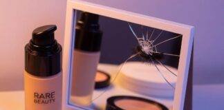 Rare Beauty vs Fenty Beauty: Which Foundation Rules in 2025? Messy Vanity Makeup: Rare Beauty, Fenty, and a Cracked Mirror