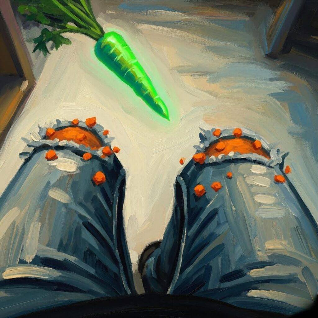 Dropped Carrot: An Impressionistic Painting of a Kitchen Mishap