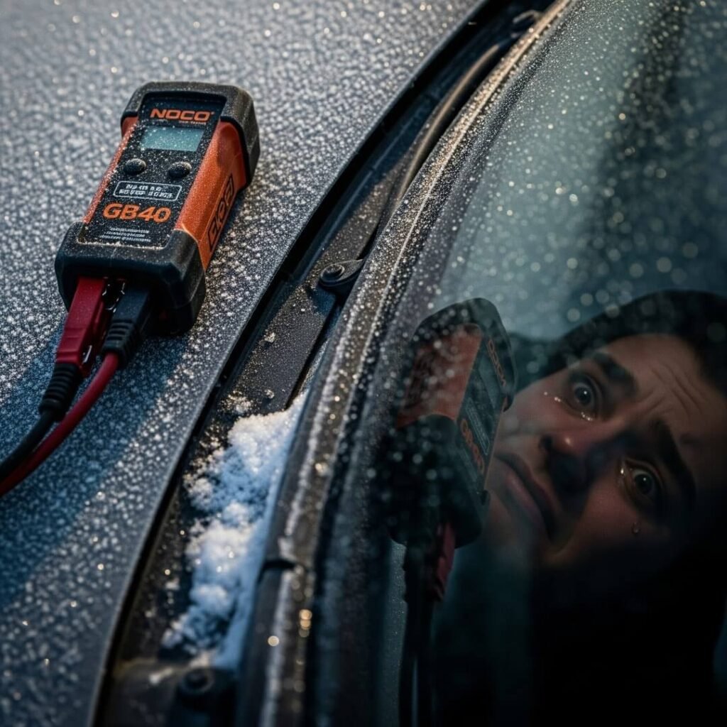 Dead Battery Blues: Early Morning Car Troubles with NOCO GB40 in the Frost