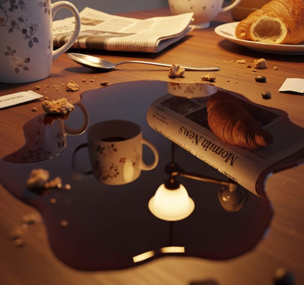 Morning Coffee Mishap: A Close-up View
