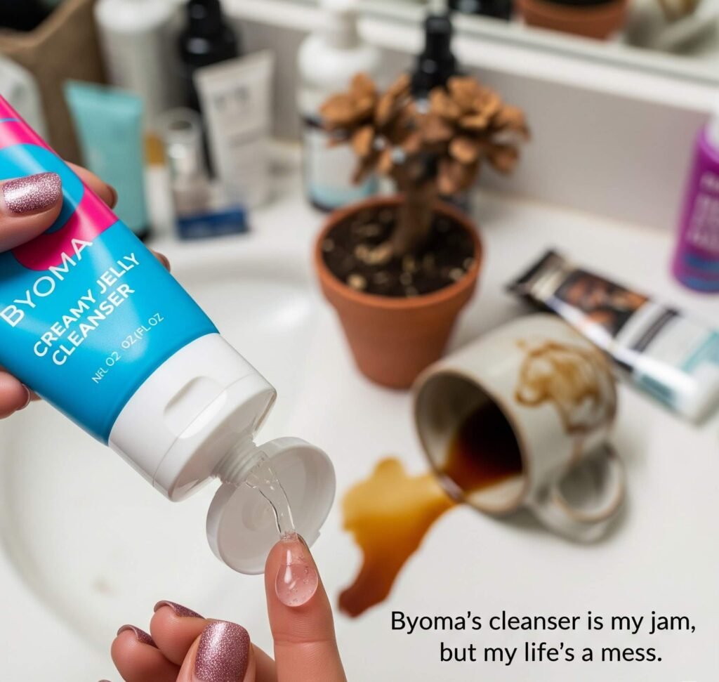 Messy Life, Clean Face: Byoma Creamy Jelly Cleanser Review