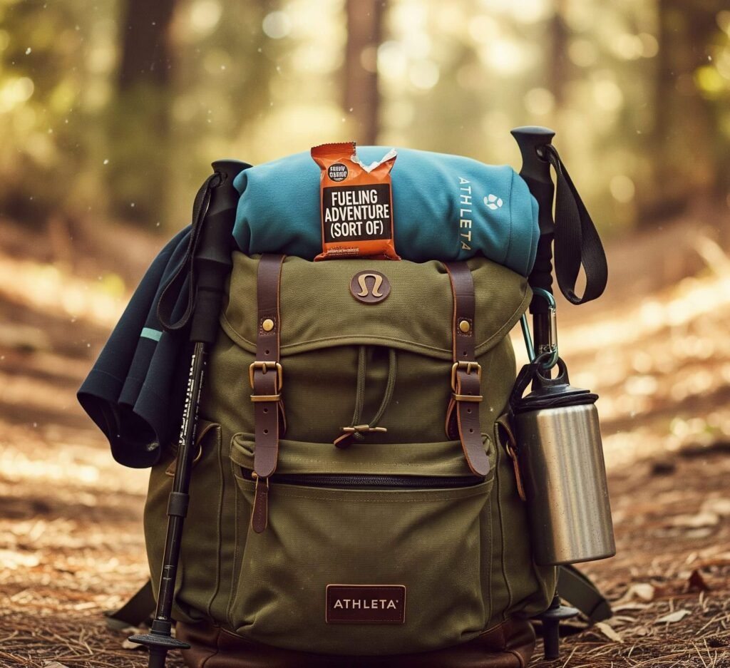 Lululemon vs Athleta Hiking Gear: A Retro Trail Adventure with a Squashed Energy Bar