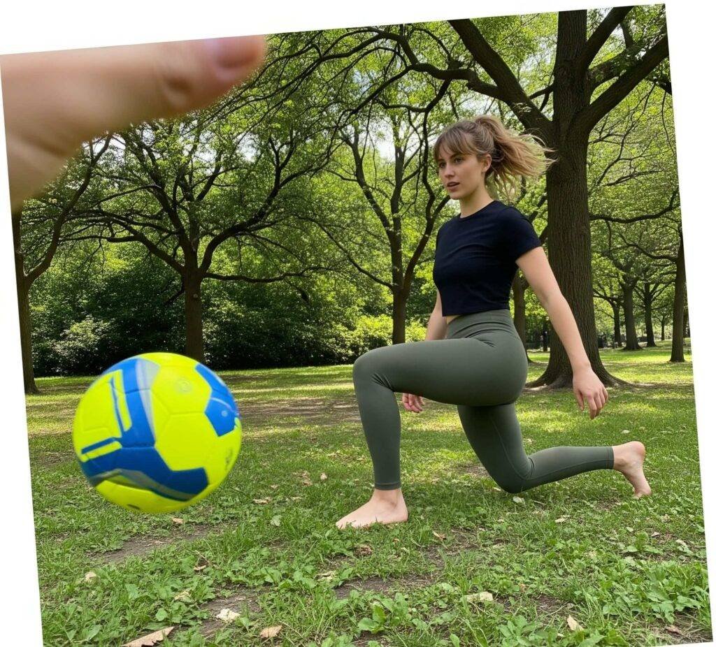 An Action Shot of a Person in Girlfriend Collective Leggings Lunging in Prospect Park