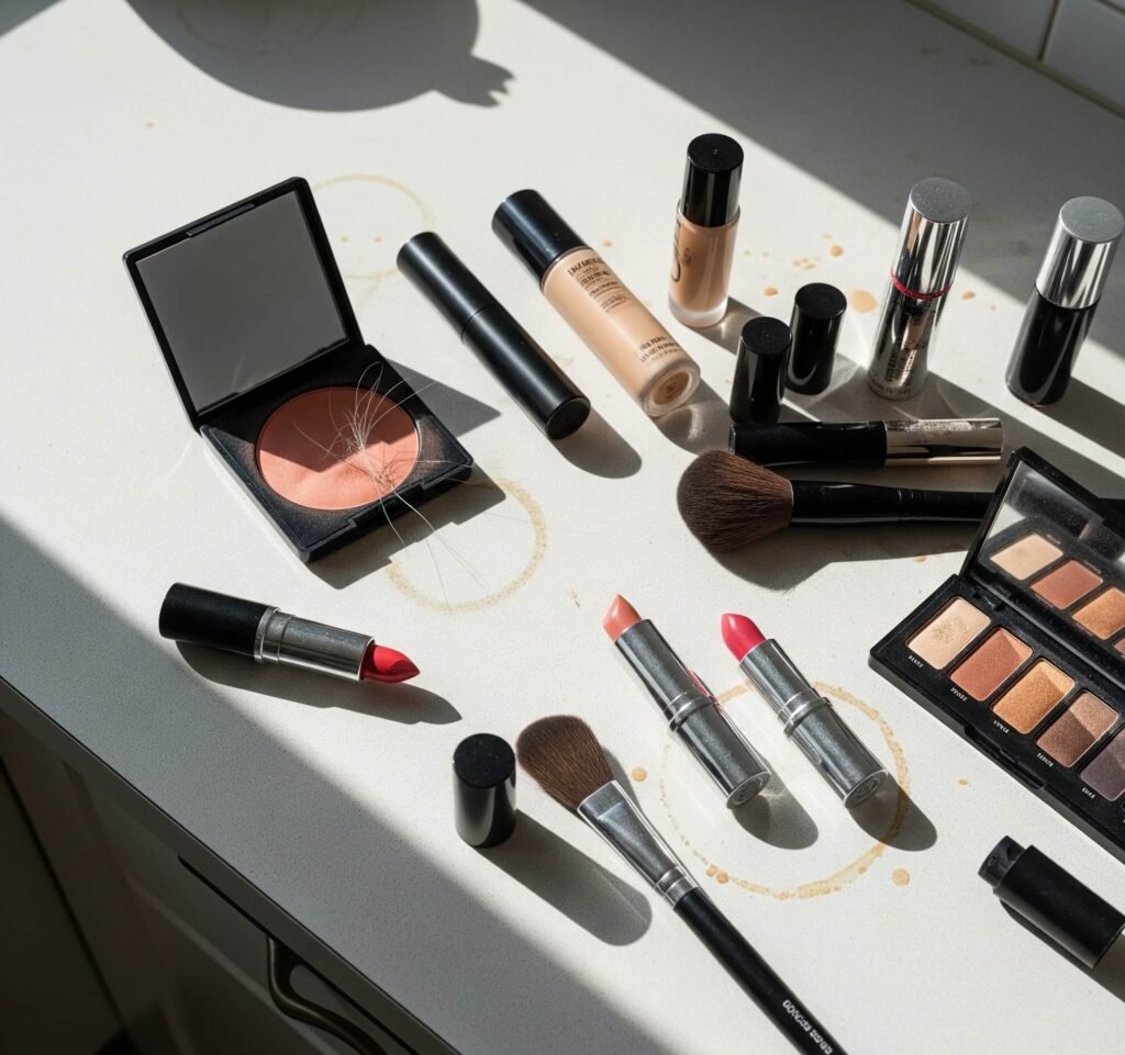 Cruelty-Free Makeup Stash with a Cat Hair