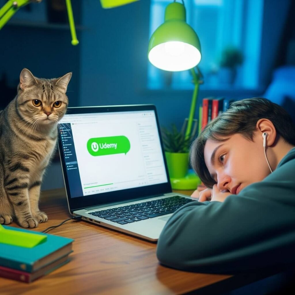 Cat-Approved Procrastination: The Tired Learner's Udemy Grind