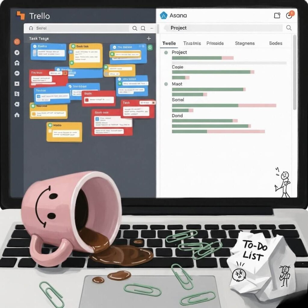Trello vs. Asana: A Digital Painting of Productivity Chaos