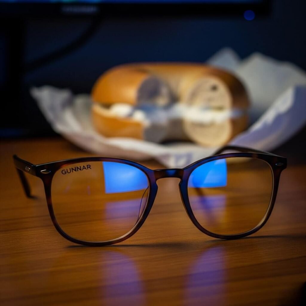 Cyberpunk Style: Gunnar Glasses Reflecting Blue Monitor Light