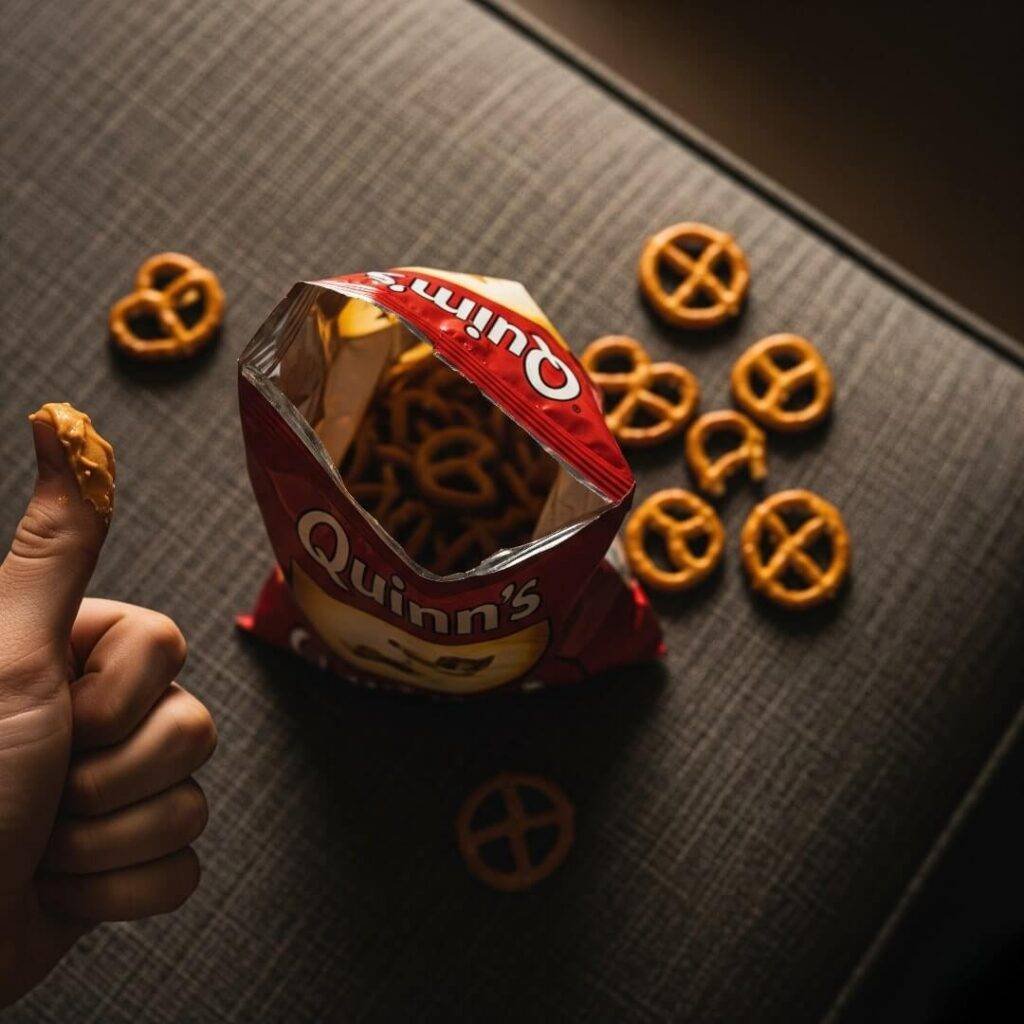 Messy Snack Time: Quinn's Pretzels and Peanut Butter
