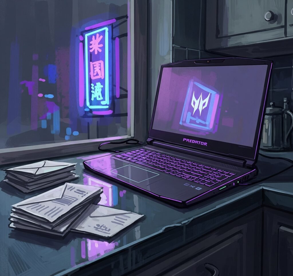 Predator Triton Neo 16 Gaming Laptop: Cyberpunk Impressionistic Digital Painting